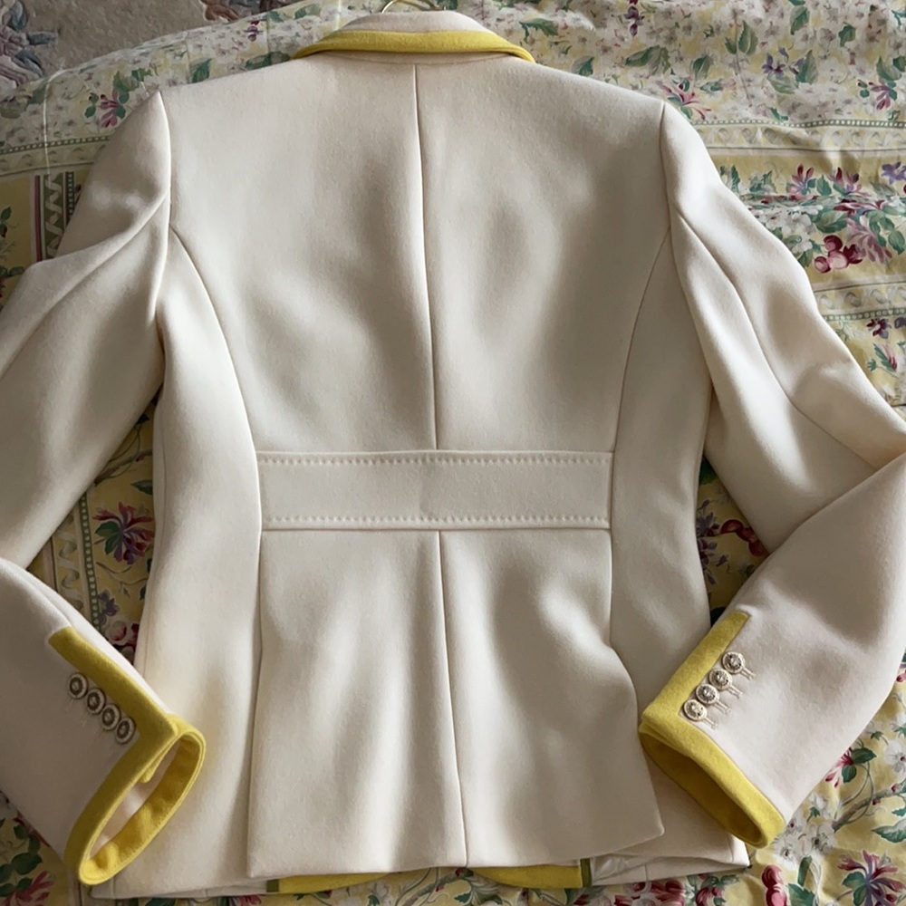NWT J. Crew Lexington Wool Blazer Cream Yellow Trim Preppy Equestrian Size 4 - Picture 10 of 16